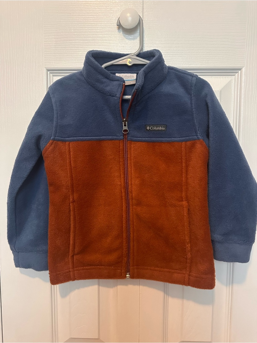Columbia Kids Blue and Rust Colorblock Fleece Jacket